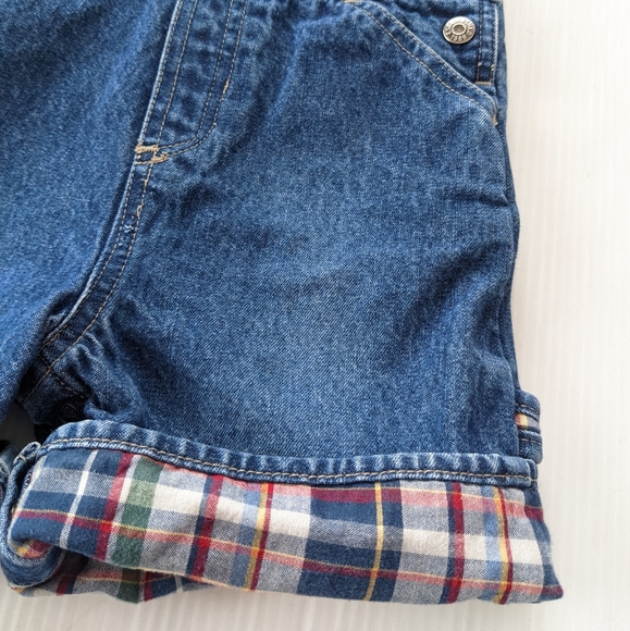 CHILDREN'S PLACE toddler boy plaid lined bib Overalls Shortalls - Picture 6 of 10